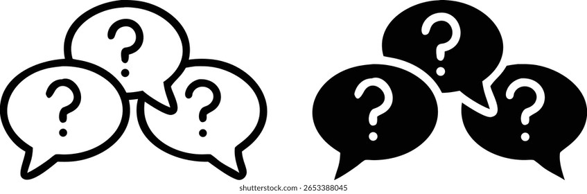 Ponto de Interrogação Chat Bubble Icon Vetor em Contorno e Estilo Sólido Representando Pesquisa e Confusão