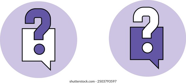 question mark chat icon- colorful icon with black stroke