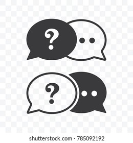 Question mark and chat icon in speech bubble vector illustration on transparent background.