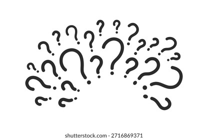 Círculo de ponto de interrogação ao redor da ilustração do vetor de plano de fundo do quadro