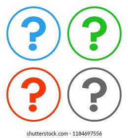 Question mark in circle. FAQ button. Vector icon.