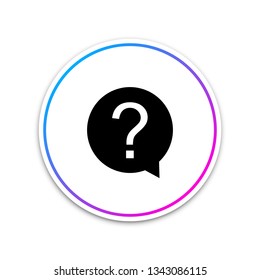 Question mark in circle icon isolated on white background. Hazard warning symbol. Circle white button. Vector Illustration