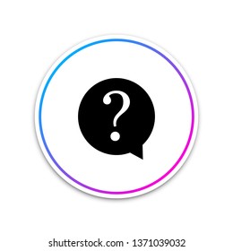 Question mark in circle icon isolated on white background. Hazard warning symbol. Circle white button. Vector Illustration