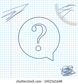 Question mark in circle line sketch icon isolated on white background. Hazard warning symbol. FAQ sign. Copy files, chat speech bubble and chart web icons. Vector Illustration