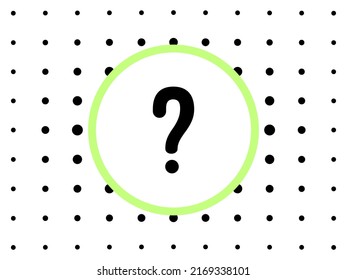 Question mark in a circle on a background of dots.	