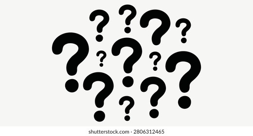 Question mark collection representing inquiries help support and information concepts suitable for frequently asked questions customer service educational materials and communication design projects