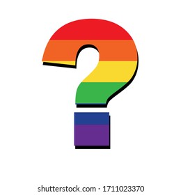 The question mark in the colors of LGBT people. Vector flat illustration