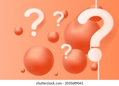 Question mark concept. Poster with geometric shape and isometric sign. Frequently Asked Question. Design for website, application and social network. 3D vector illustration isolated on pink background