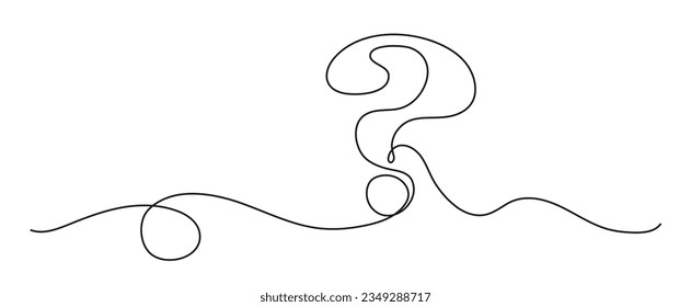 Question mark continuous line art.  FAQ concept vectorOne continuous drawing of a question mark. Interrogation symbols for expressing problems or difficulty. Misunderstandings metaphor.