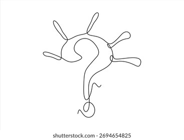 Ponto de interrogação em Linha contínua Art. desenho de linha contínua. Traçado editável.	
