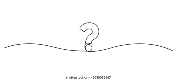 Question mark in continuous line drawing style. Sketch of question mark in minimalist black linear isolated on white background. Vector illustration