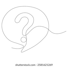 question mark continuous line drawing.minimalist chat bubble style thin line illustration. vector illustration, white background
