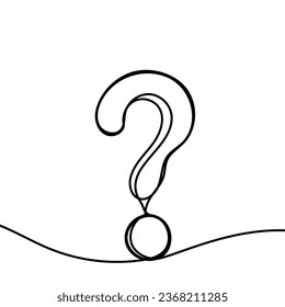 Question mark continuous line icon art single draw one outline ask faq. Background sketch question mark design answer doodle point drawing graphic linear drawn hand white query. Vector illustration