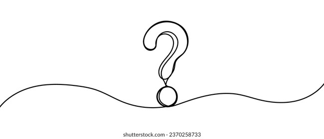 Question mark continuous line icon art single draw one outline ask faq. Background sketch question mark design answer doodle point drawing graphic linear drawn hand white query. Vector illustration