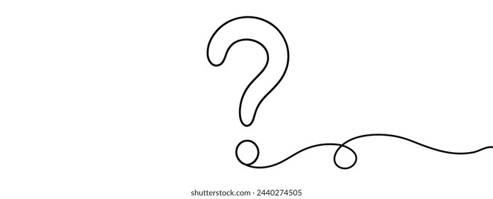 Question Mark continuous line one line drawing isolated vector illustration.