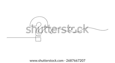 Question Mark continuous line one line drawing isolated vector illustration.