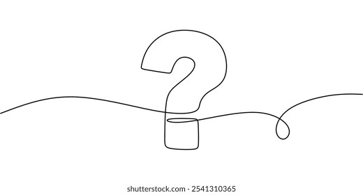 Question Mark. Continuous One Line Drawing Illustrating Sign and Symbol Concept in Minimalist Hand-Drawn Design.