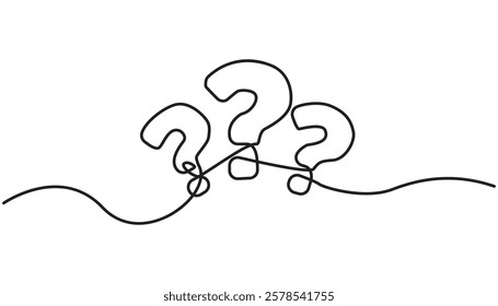Question mark continuous one line drawing isolated vector illustration