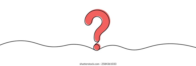 Question mark continuous one line drawing. Asking sign in simple linear style. Quest, quiz concept. Vector illustration.