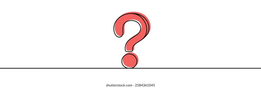 Question mark continuous one line drawing. Asking sign in simple linear style. Quest, quiz concept. Vector illustration.