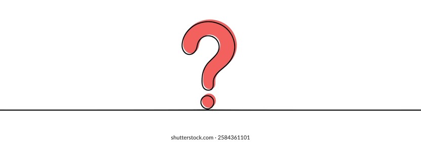 Question mark continuous one line drawing. Asking sign in simple linear style. Quest, quiz concept. Vector illustration.