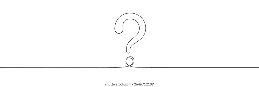 Ponto de interrogação desenho contínuo de uma linha. Pedindo sinal em estilo linear simples. Quest, conceito de teste. Ilustração vetorial.