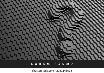 Marca de interrogación. Símbolo convexo para el diseño. Fondo moderno con cubos. Ilustración vectorial 3D de Voxel para folletos, volantes o presentaciones. 