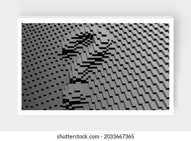 Marca de interrogación. Símbolo convexo para el diseño. Fondo moderno con cubos. Ilustración vectorial 3D de Voxel para folletos, volantes o presentaciones. 