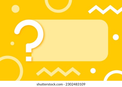 Question mark copy space background. Yellow quiz banner templae.