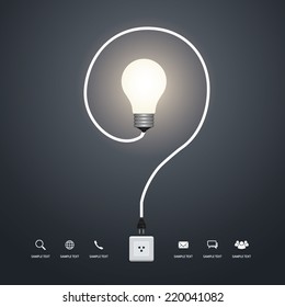 Question Mark Of Creative Light Bulb. Vector Infographic Idea For Template Design.