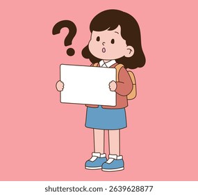 A question mark with a curious child. minimal line illustration.