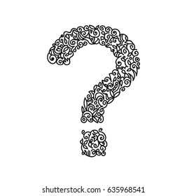 Question mark curls monochrome contour drawing