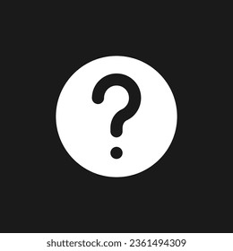 Question mark dark mode glyph ui icon. Identify device. Fix problem. User interface design. White silhouette symbol on black space. Solid pictogram for web, mobile. Vector isolated illustration