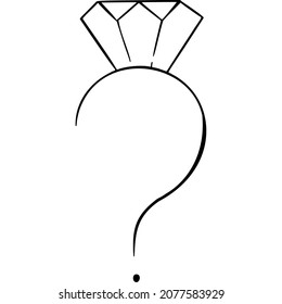 Question mark with diamond and wings sketch vector illustration hand draw