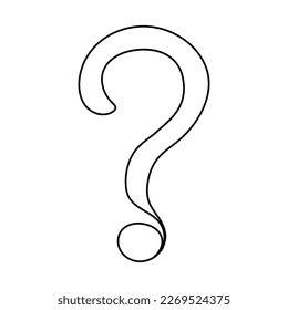 Icono de la línea de doodle del signo de interrogación. Ilustración vectorial aislada en blanco.
