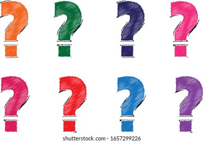 Question mark doodle set illustration, Vector of doodle Question mark