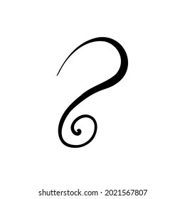Dibujo del signo de interrogación, línea, ilustración del vector de espiral dibujada a mano.