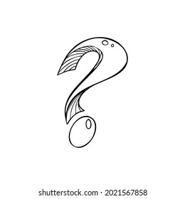 Question mark drawing, snake vector illustration hand drawn .