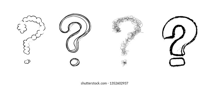 question mark drawings interrogation point scribbles illustrations asking sign symbol icons isolated vector on white background svg
