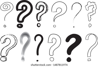 question mark drawings interrogation point set hand drawn vector