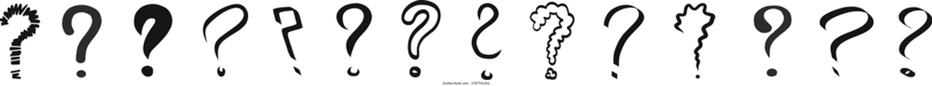 question mark drawings interrogation points queries hand drawn vector illustration svg