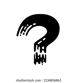 Question mark. Dry brush imitation. Rough strokes textured font. Grunge style. Vector