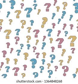 Question mark, education, school concept. Seamless vector EPS 10 pattern. Flat style