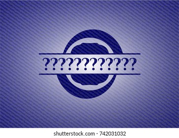 Question Mark emblem with jean background