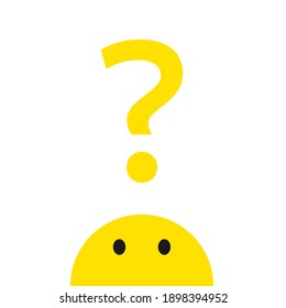 Question mark with emoji illustration. Clipart image.