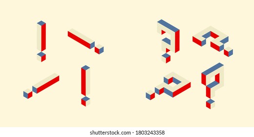 Question mark ,Exclamation mark 3d isometric abstract.