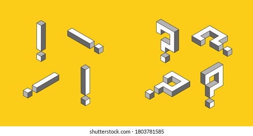 Question Mark ,Exclamation Mark 3d Isometric Abstract.