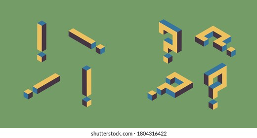 Question Mark ,Exclamation Mark 3d Isometric Abstract.