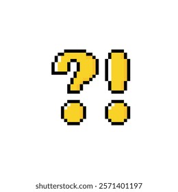 question mark and exclamation mark 8 bit icon Pixel art 8-bit for game
