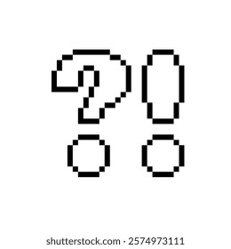 question mark and exclamation mark 8 bit icon Pixel art 8-bit for game
